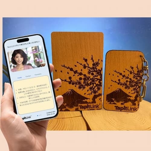 スタンド付きNFCウッドカード＆キーホルダー